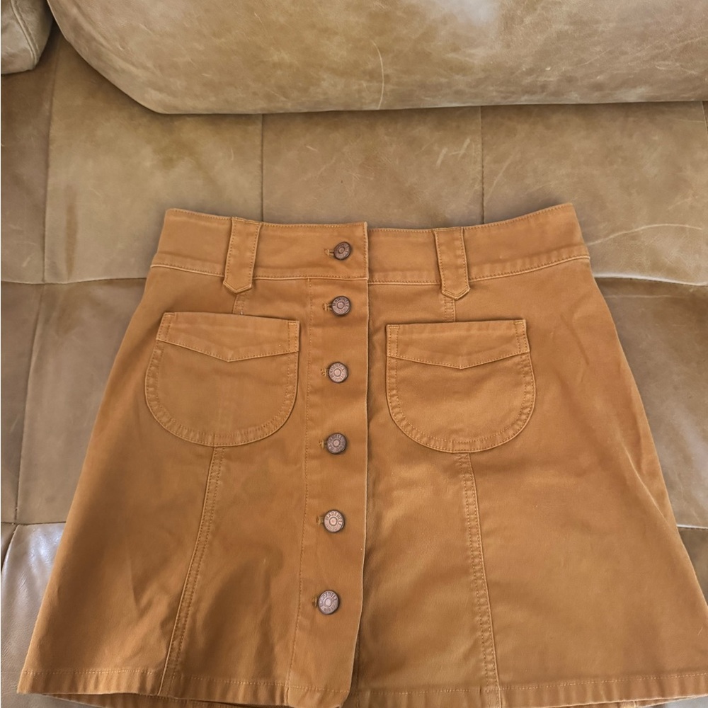 Madewell Tan Skirt with Button Detail